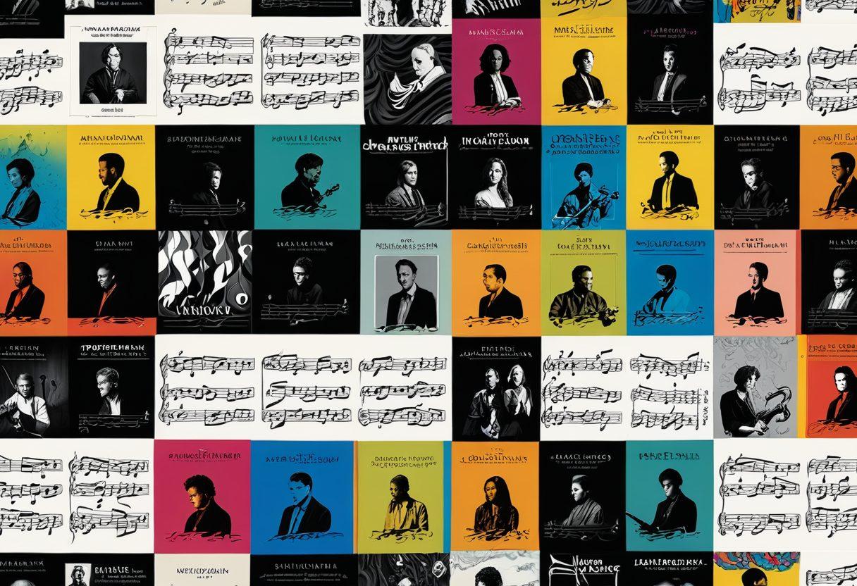 A digital library with a vast collection of music lyrics, showcasing iconic album covers of classic musicians on one side and fresh, colorful art of new artists on the other. Streams of musical notes flow between the old and new, symbolizing the connection and evolution of music over time. The background features a subtle, stylized representation of sheet music. Vibrant yet harmonious colors. modern and sleek design.